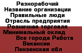 Разнорабочий › Название организации ­ Правильные люди › Отрасль предприятия ­ Розничная торговля › Минимальный оклад ­ 30 000 - Все города Работа » Вакансии   . Пензенская обл.